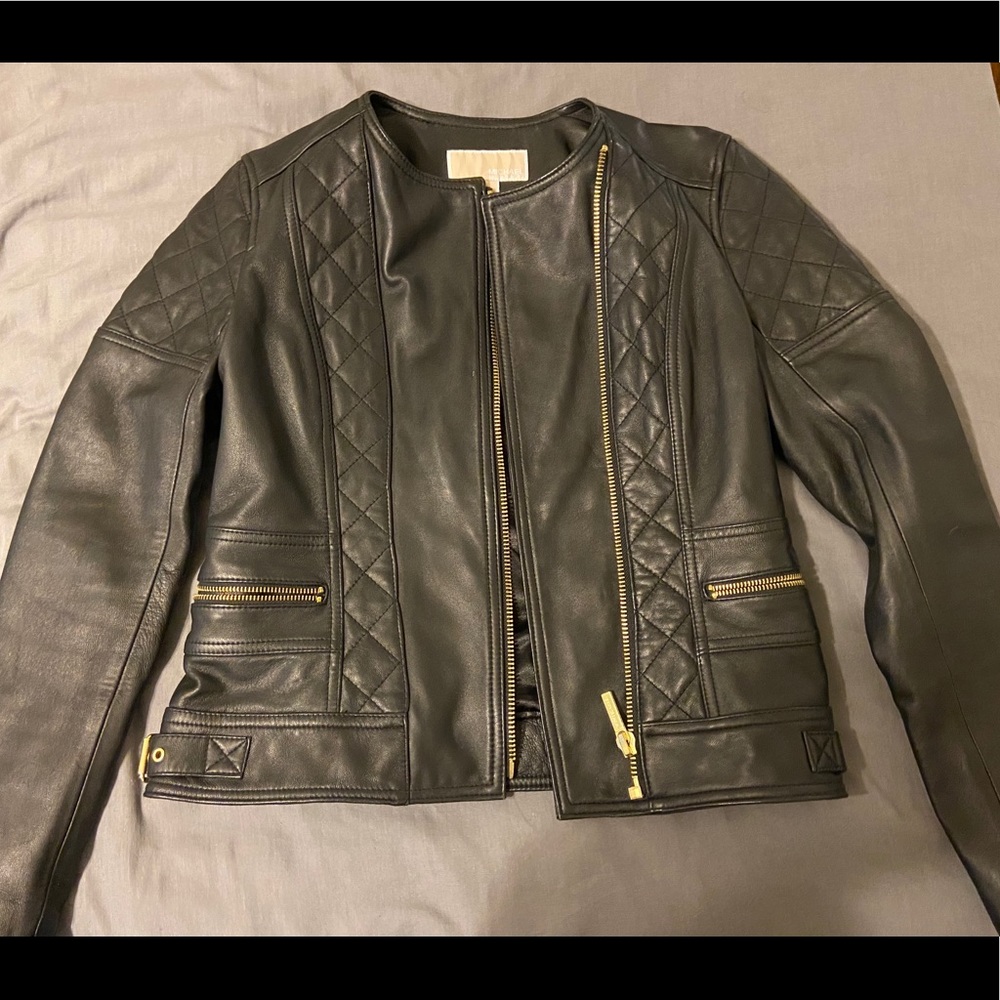 Black Michael Kors leather jacket
